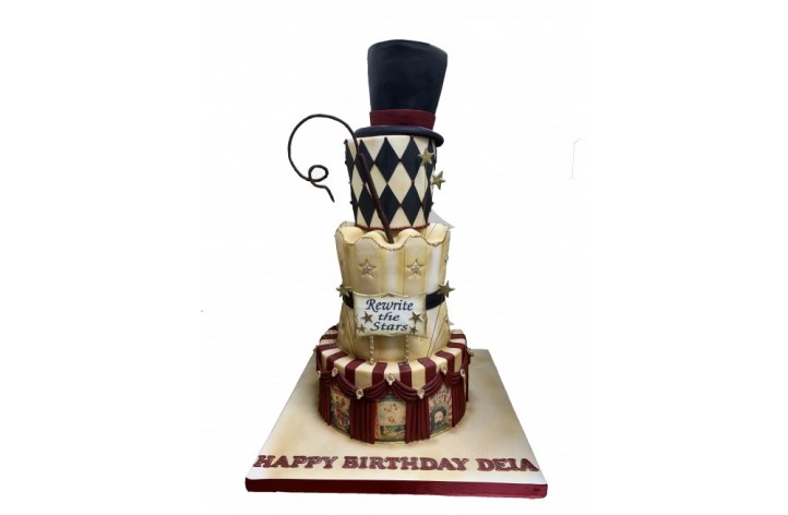 Greatest Showman Top Hat Tiered Cake